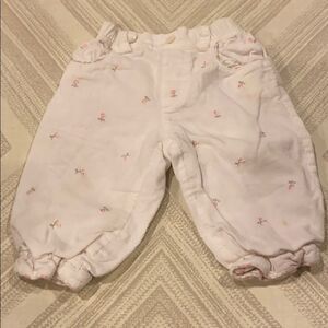 Babycottons Baby White Corduroy Floral Pants